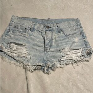 American Eagle Outfitters Light Blue Distressed Jean Shorts